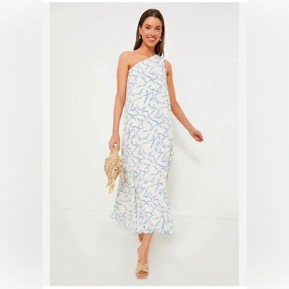 Tuckernuck Dresses & Skirts - Hyacinth House NEW Ivory Blue Coral One Shoulder Sybil Maxi Dress Size XXL